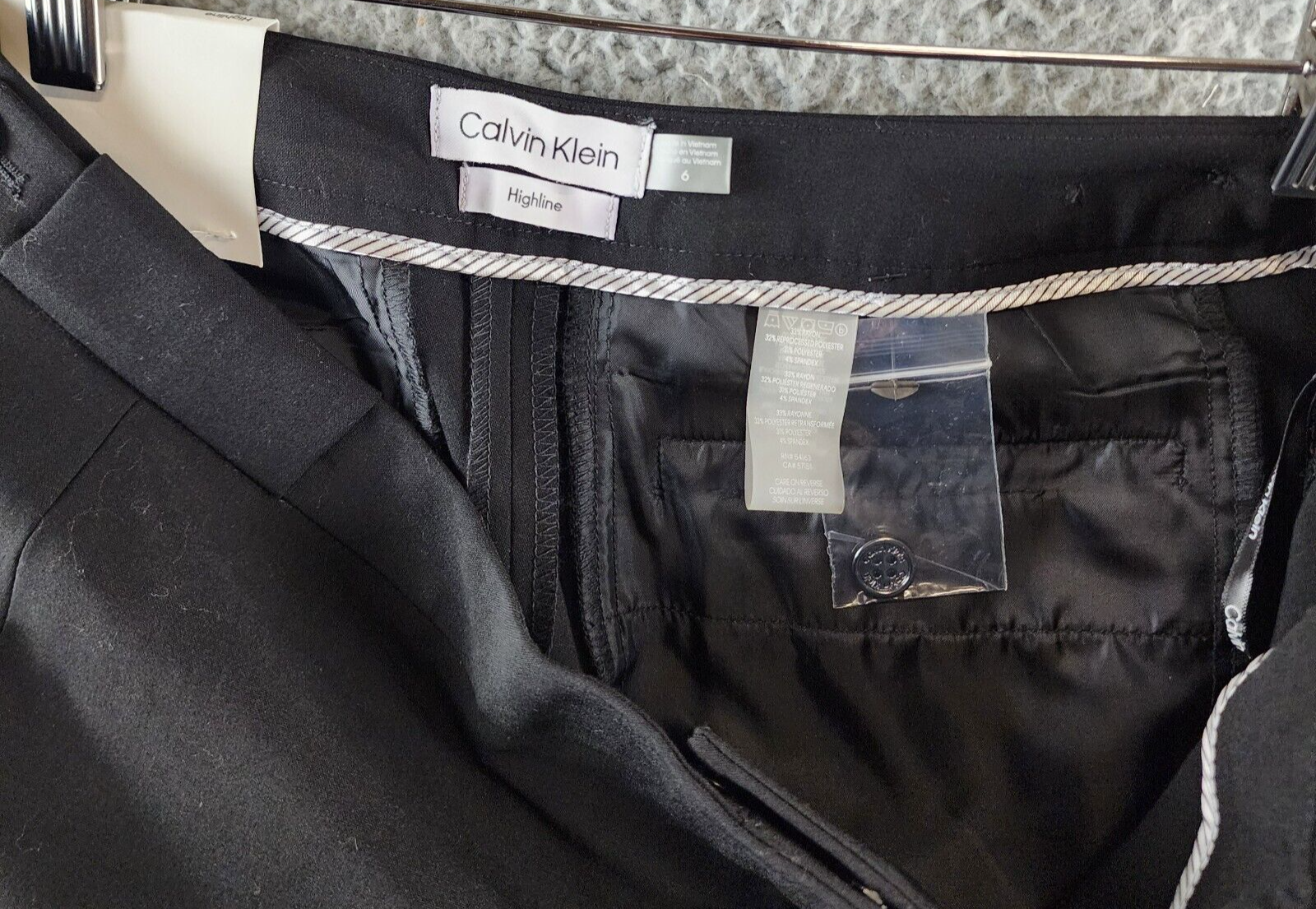 Calvin Klein Highline Ankle Length Pants Women's 6 Black Elastic Waist Pull On - Picture 10 of 15