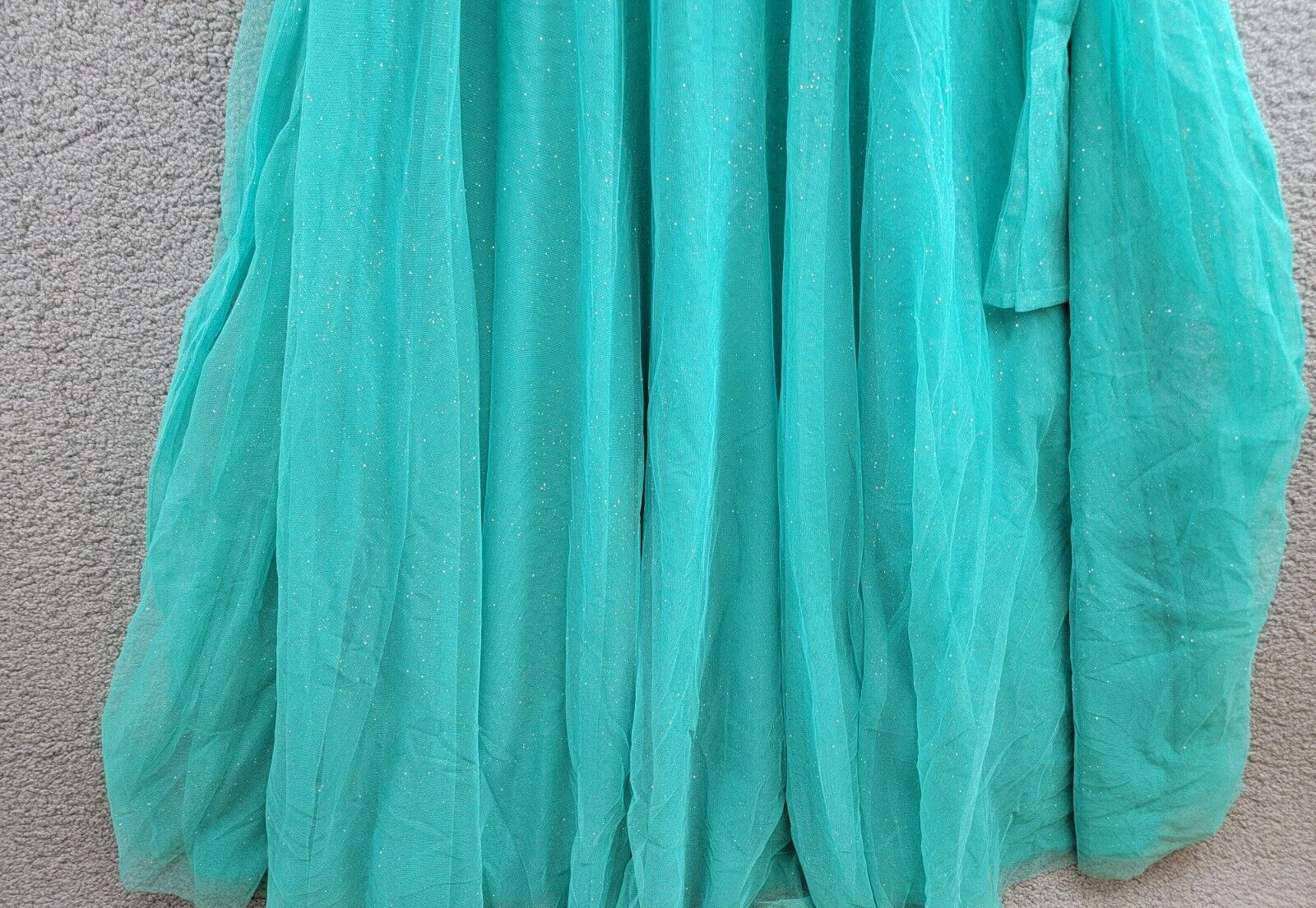 City Studio Jewel-Strap Glitter-Tulle Dress Juniors 9/10 Seafoam Belted Back Zip - Picture 4 of 16
