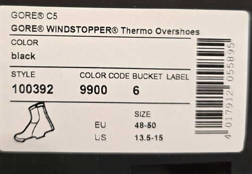 100392 Gore Windstopper Thermo Overshoes XXL 13.5-15 Black SHI Incl.