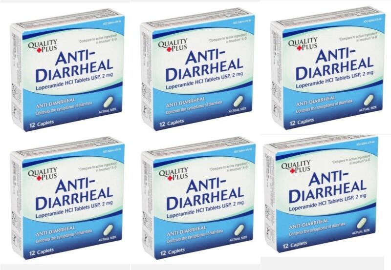Lot of  6 Quality Plus ANTI-DIARRHEAL 12-Count Caplets exp: 2025 Fast Free Ship