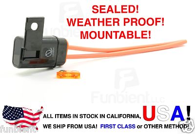 Weather Proof Sealed ATO/ATC Fuse Holder 12AWG Gauge + 5A Fuse Car / Boat marine