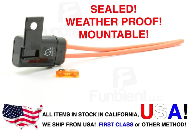 Weather Proof Sealed Ato/atc Fuse Holder 12awg Gauge + 5a Fuse Car / Boat Marine