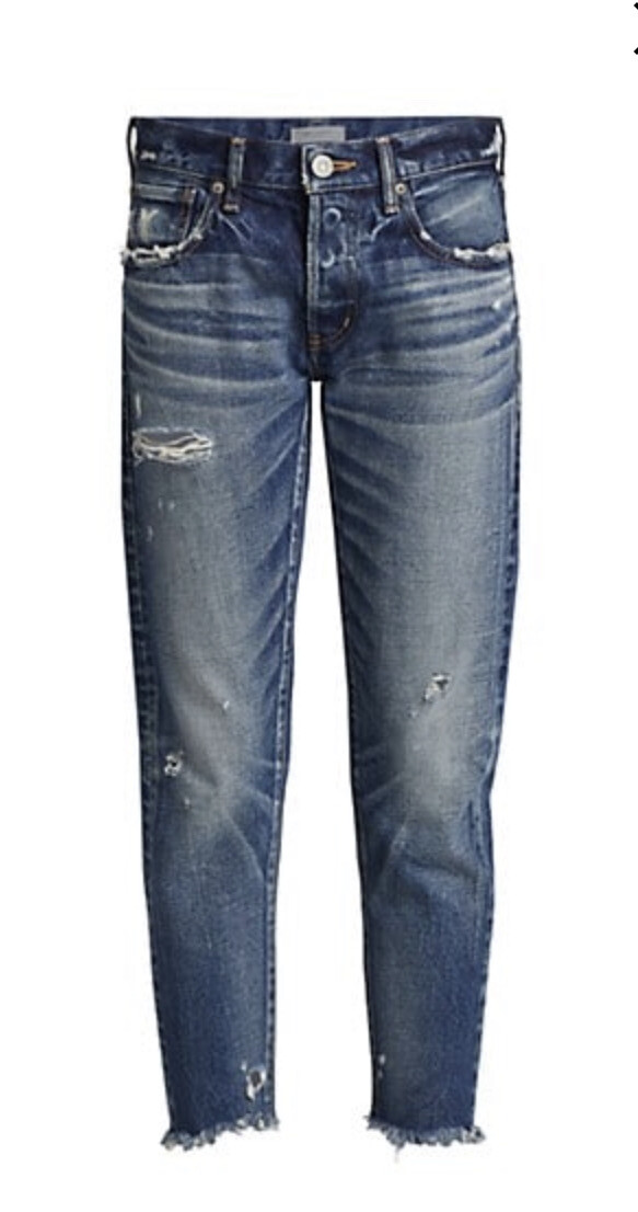 Pre-owned Moussy Vintage Kelley Jeans 24 Distressed Cropped Dark Blue $325