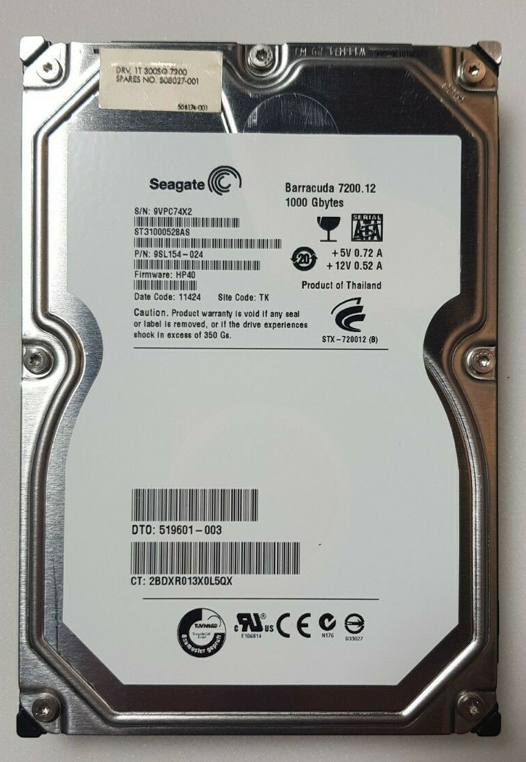 SEAGATE HDD 1TB SATA300 7.2K 3.5'' 508027-001 HP 1TB SATA 300 SQ
