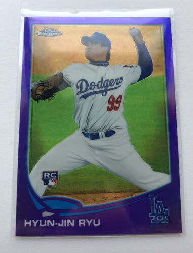HYUN-JIN RYU 2013 TOPPS CHROME PURPLE REFRACTOR ROOKIE CARD SP RC #25 DODGERS. rookie card picture