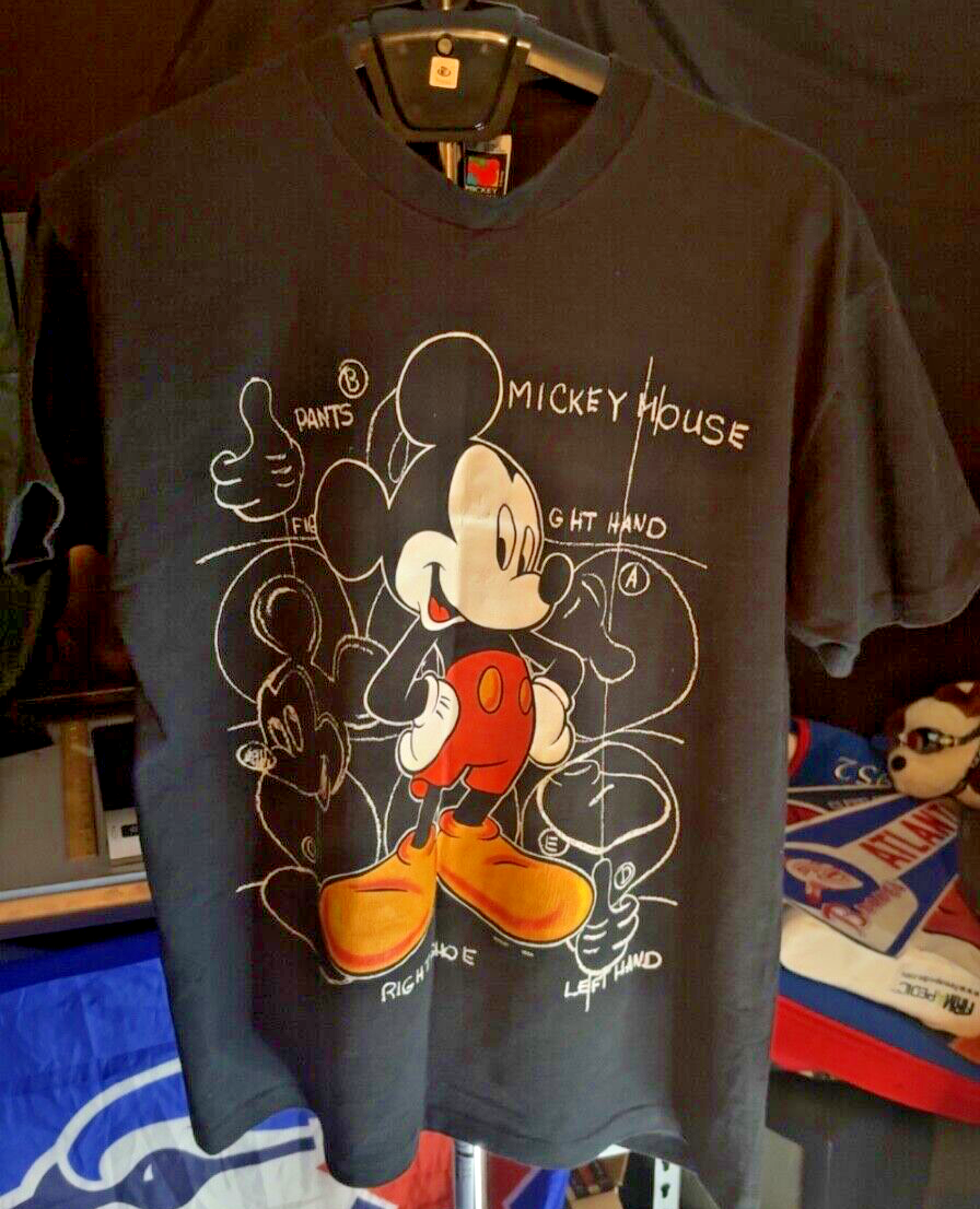 超激レア‼️Vintage 80s Disney T made in USA Vintage 80's Classic Iconic Mickey Mouse Walt Disney Black