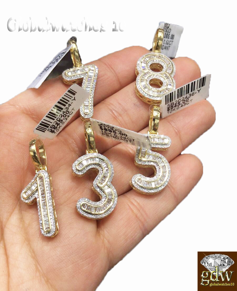 Pre-owned G&d 10k Gold Diamond Number Charm Pendant For Men Women Initial Number Letter Real