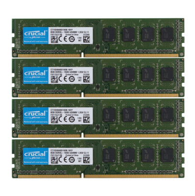 Crucial 32GB 4x 8GB DDR3 1600MHz PC3L 12800U Memory RAM DIMM Desktop 8 GB PC3