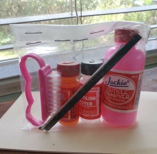 Manicure Set : Cuticle Remover, Acetone, Merthiolate, Brush, Pusher & Nail File