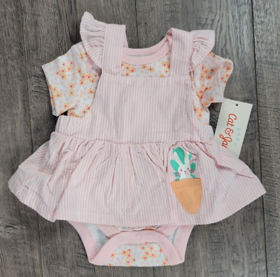 Baby Girl Clothes New Cat Jack Newborn 2pc Pink Bunny Jumper Dress