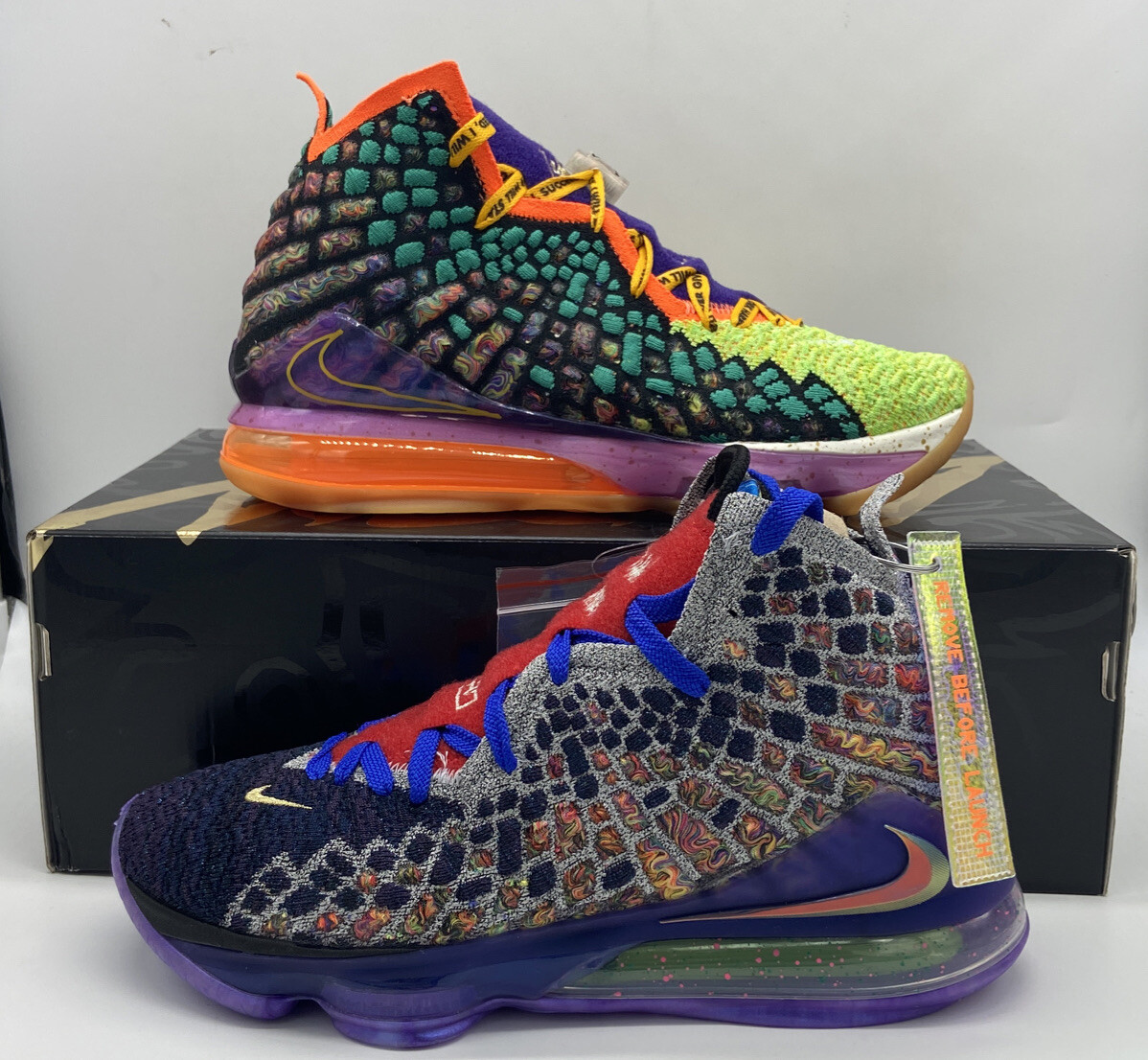 

Мужские кроссовки Nike Lebron XVII 17 Retro WTW What The, разноцветные CV8079-900, Multicolor, Nike LeBron 17