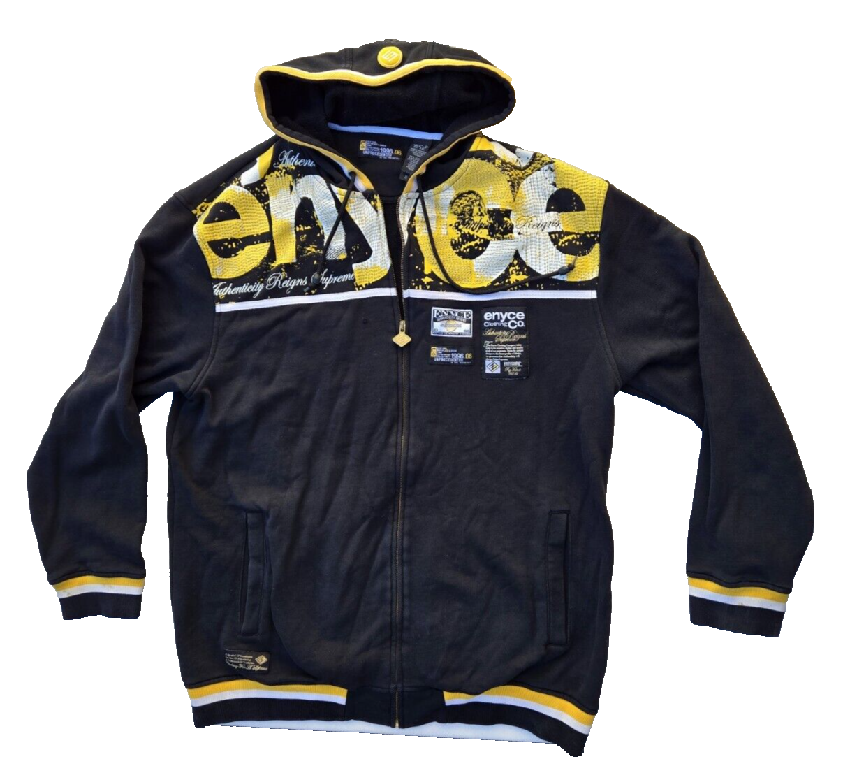 Y2K enyce sweat スウェット ENYCE VTG Y2K Full Zip Hoodie Sweatshirt Embroidered XL Hip