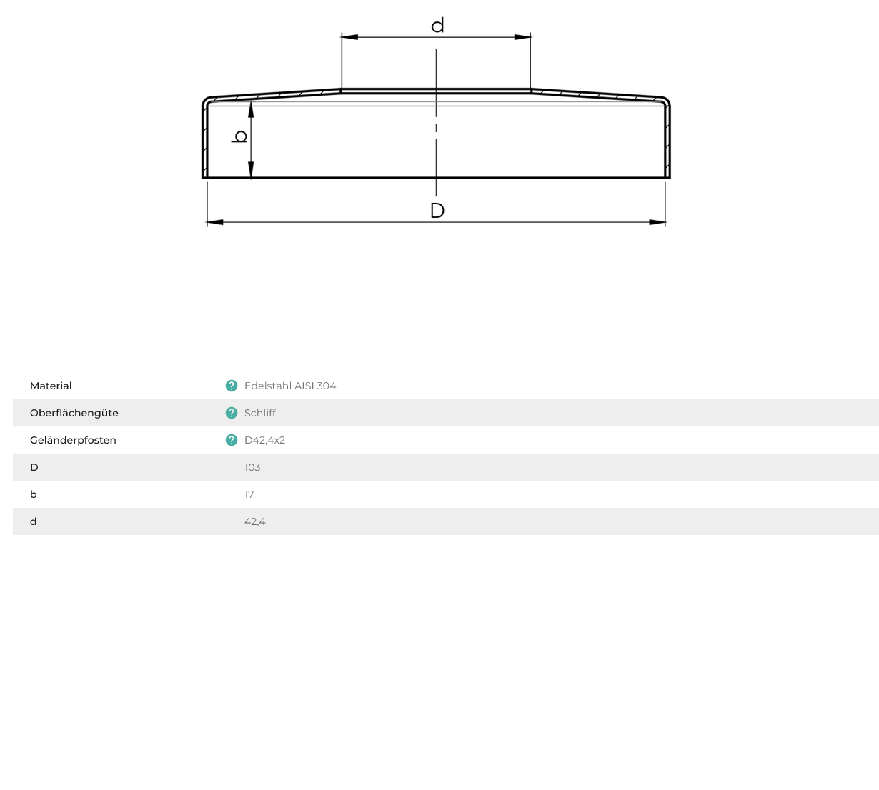Cover rosette technical drawing