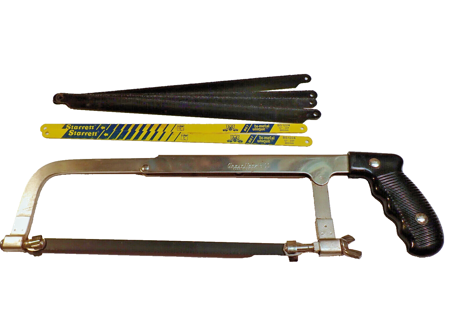 Vintage Great Neck No 100 Adjustable Heavy Duty Steel Frame Hacksaw