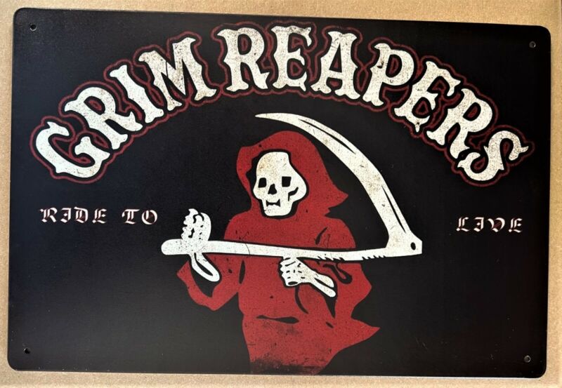 Grim Reapers Vintage M/C Tin Sign (Nighthawk Shadow Goldwing Death HD) 8513