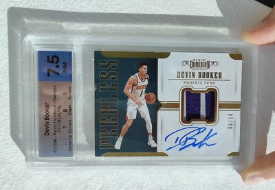 2017-18 Devin Booker Dominion Peerless Gold Patch Auto SN 06/10 BGS MTG 7.5