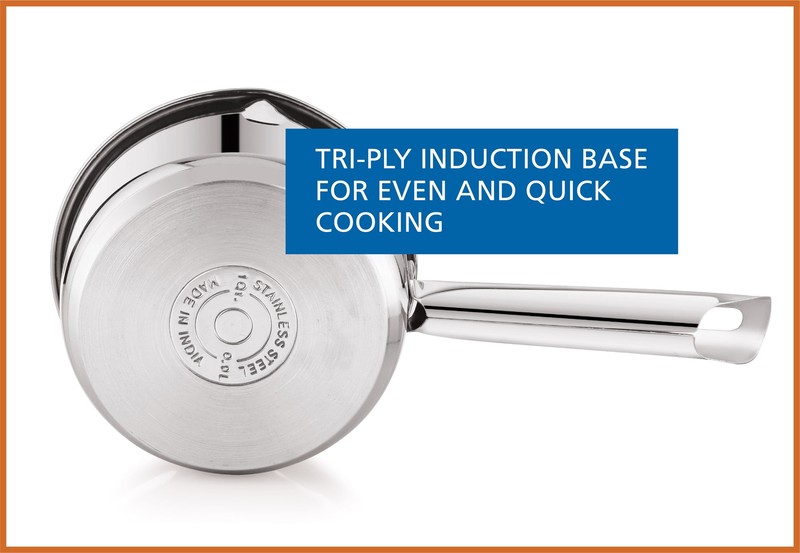 Stainless Steel 1-Quart Saucepan with Straining Lid Perfect for Soups