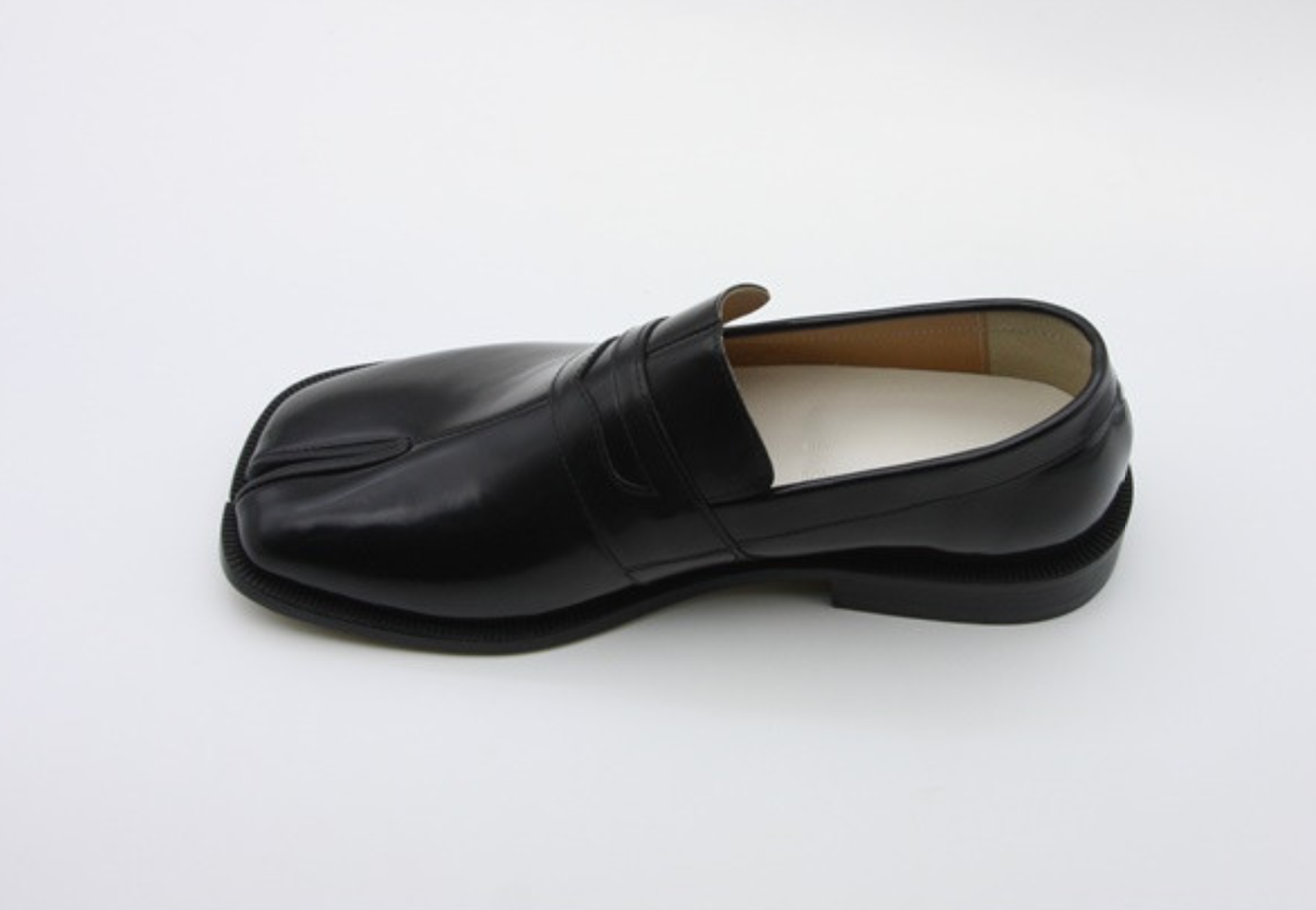 Pre-owned Handmade ] Mens Leather Tabi Loafer Slip On Shoes Penny Split Toe In Black