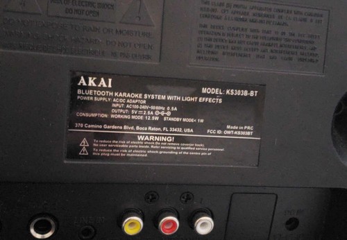 Akai KS303B-BT Bluetooth CD&G Karaoke System, Black (no microphone) Z15