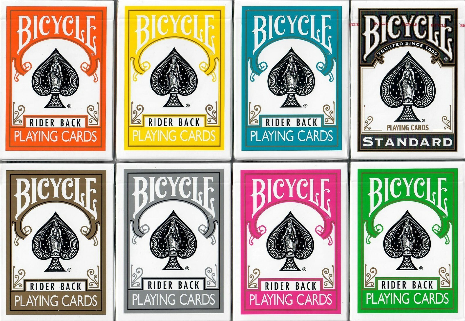 Bicycle Rider Back 8 Deck Set of Playing Cards - 8 Different
