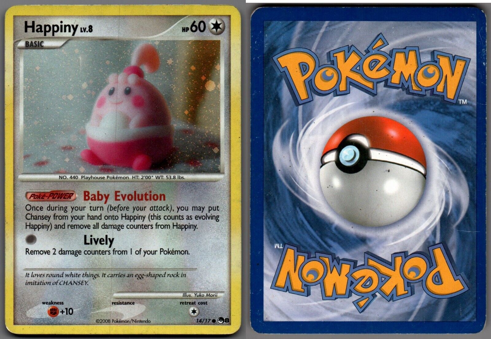 2008 Pokemon, POP Series 8, #14/17 Happiny LV.8, Holo Common