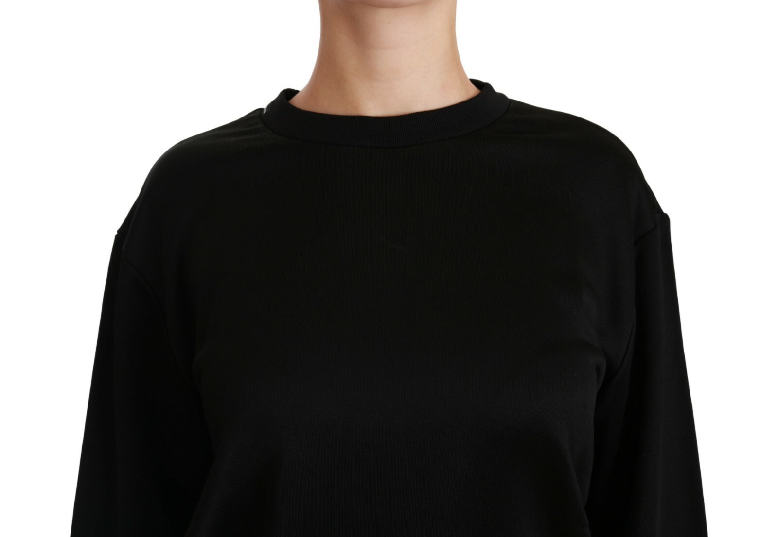 Pre-owned Dolce & Gabbana Sweater Black Cotton Crewneck Pullover It38 / Us4 / Xs Rrp $960