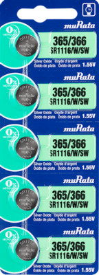 Murata SR 1.55V Silver Oxide Watch Batteries Low/High/Dual Drain (5 Batteries)