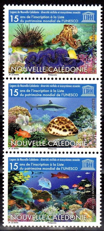 Timbre Nouvelle CalÃ©Donie NÂ°1460 Ã  1462 Lagons - 15 Ans Patrimoine Mondial De L'