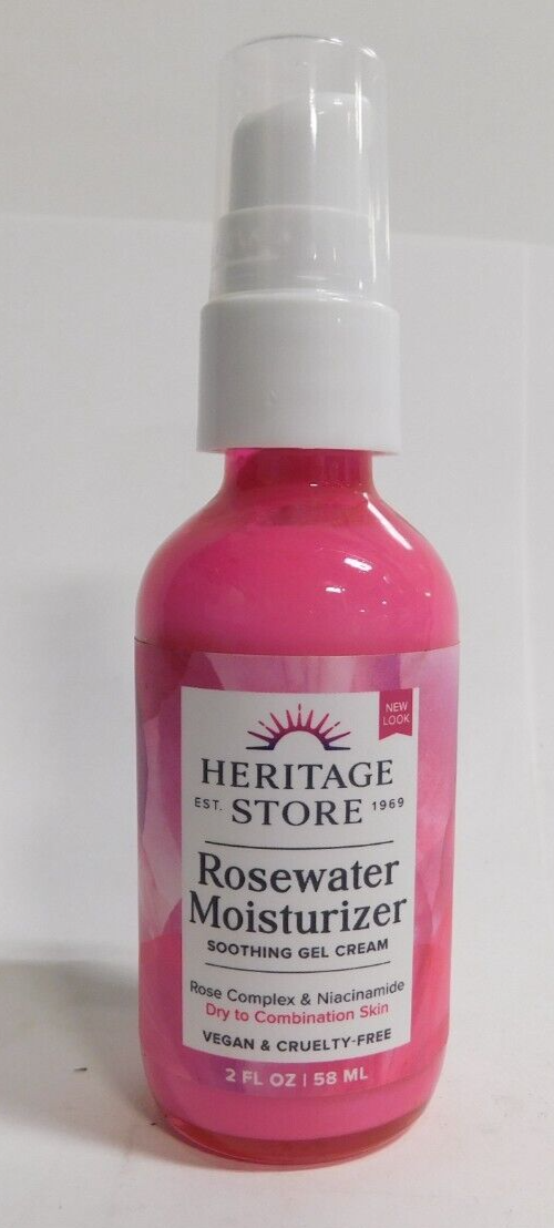 Heritage Store Rosewater Moisturizer Soothing Gel Cream 2oz Vegan & Cruelty-Free