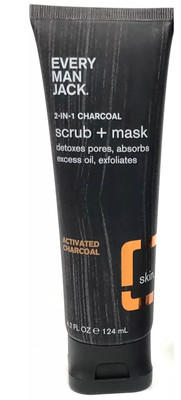 Every Man Jack 2-in-1 Charcoal Scrub & Mask Charcoal  4.2 Fl Oz *NEW*