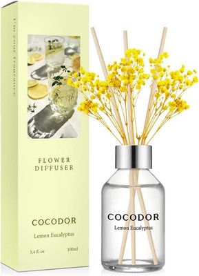COCODOR Flower Reed Diffuser Set / 3.4Oz / Lemon Eucalyptus/Scent Diffuser with 