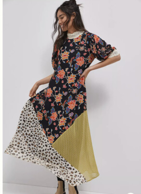 

Платье макси Anthropologie Soniya, черное, с леопардовым принтом, вязанное крючком, , НОВИНКА, Black orange red pink / green tan blk leopard