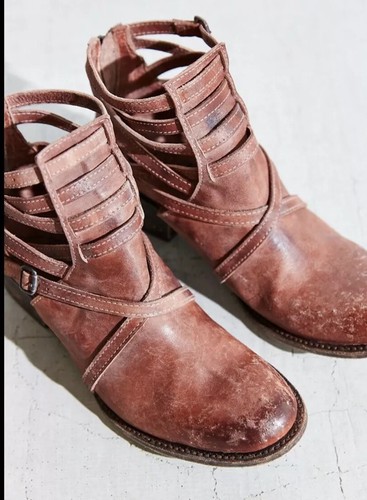 Pre-owned Freebird By Steven Distressed Stair Ankle Boot Rust Sz 11 Rare