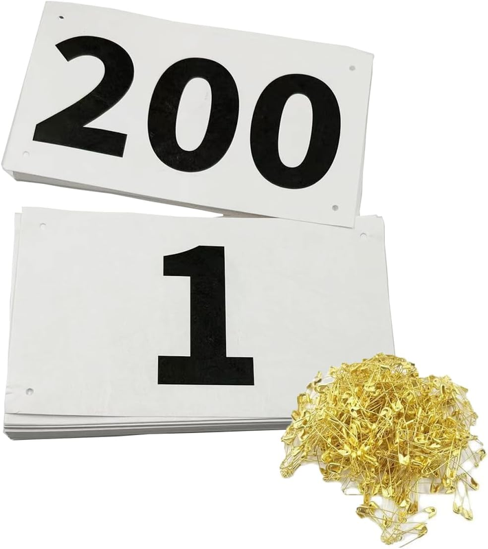 1-200 Running Race Bibs Large Numbers with Safety Pins for Marathon Race Events-
