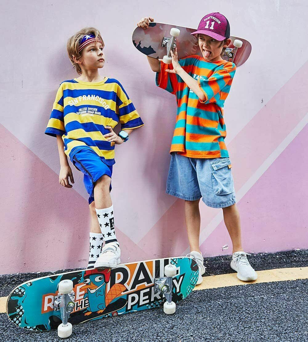 ::Wood 31"x8" Skateboards Complete Double Kick Deck Concave Gift for Kids Teens
