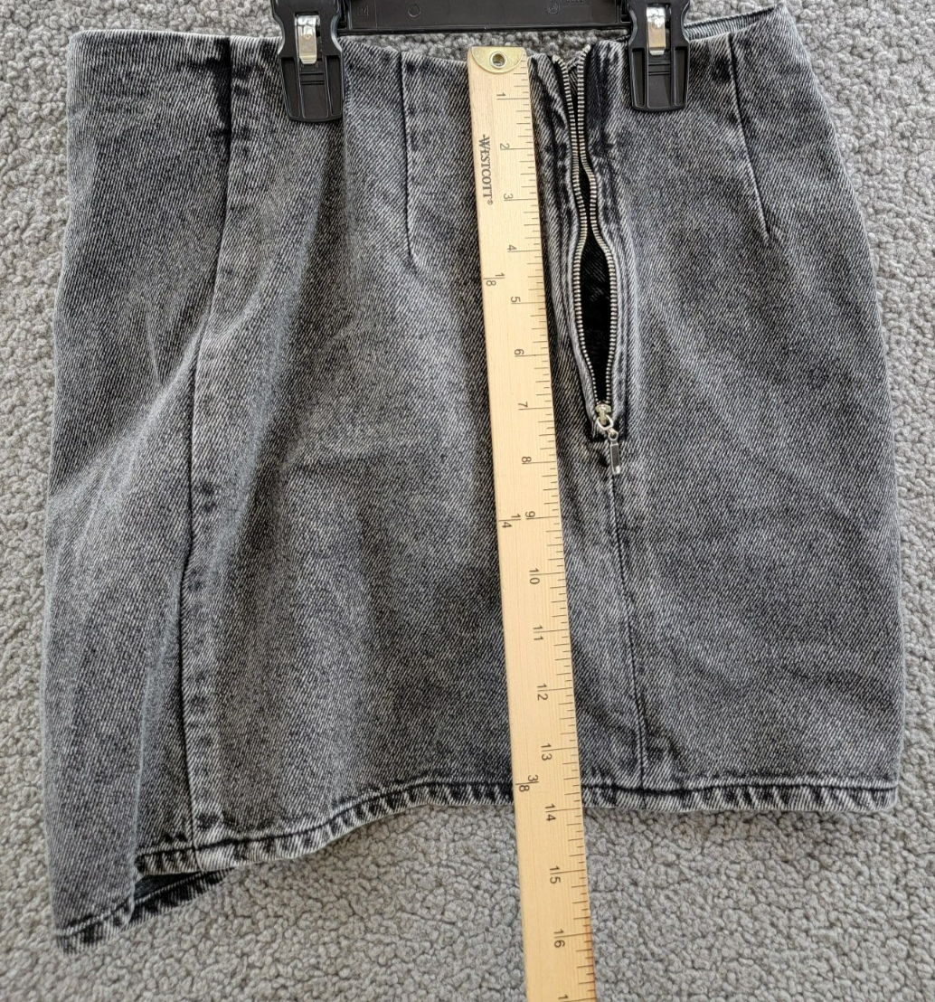The Mannei Wishaw Ruched Denim Skirt Women's 36 Gray Heather Back Zip Closure - Picture 11 of 14