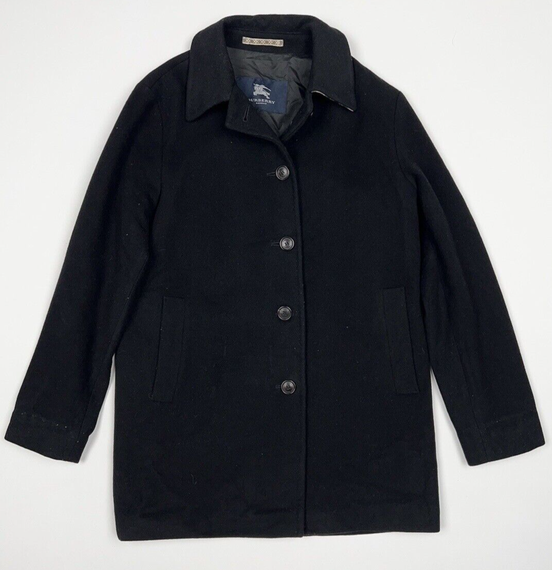 Burberry London Vintage Cashmere Wool Black Coat Nova Check Burberry London Vintage Cashmere Wool Black Coat Nova Check