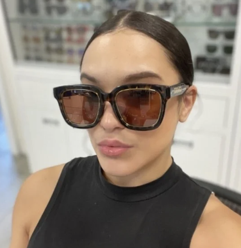 Pre-owned Gucci Gg1136sa-002-52 Shiny Dark Havana Gold Rim Sunglasses In Brown