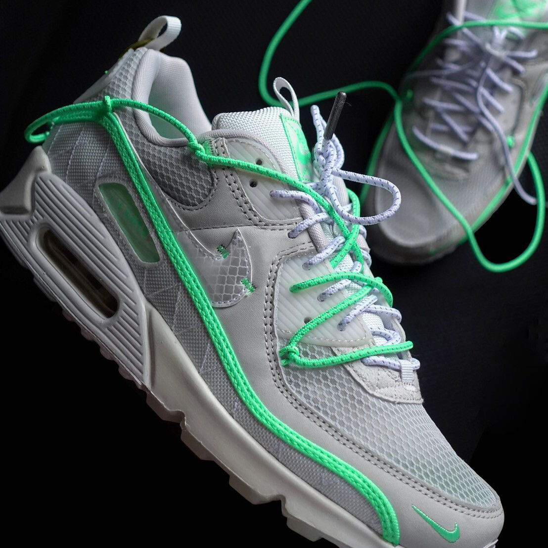 耐克air Max 90 男式航行霓虹绿色light Bone 铂金色调灰色cz9078 010 Ebay