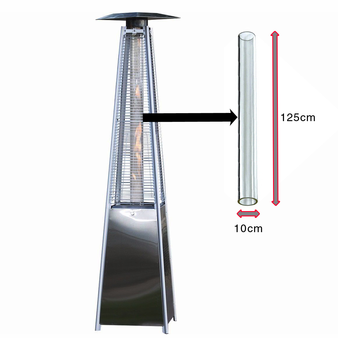 Replacement Spare Glass Tube Real Flame Pyramid Patio Heaters eBay