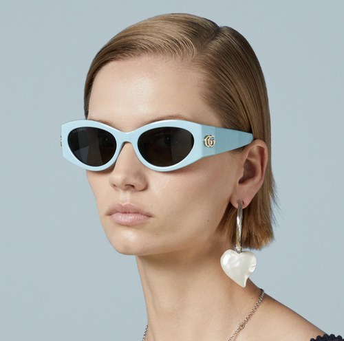 Pre-owned Gucci Gg1401s-004 Light Blue Sunglasses In Gray