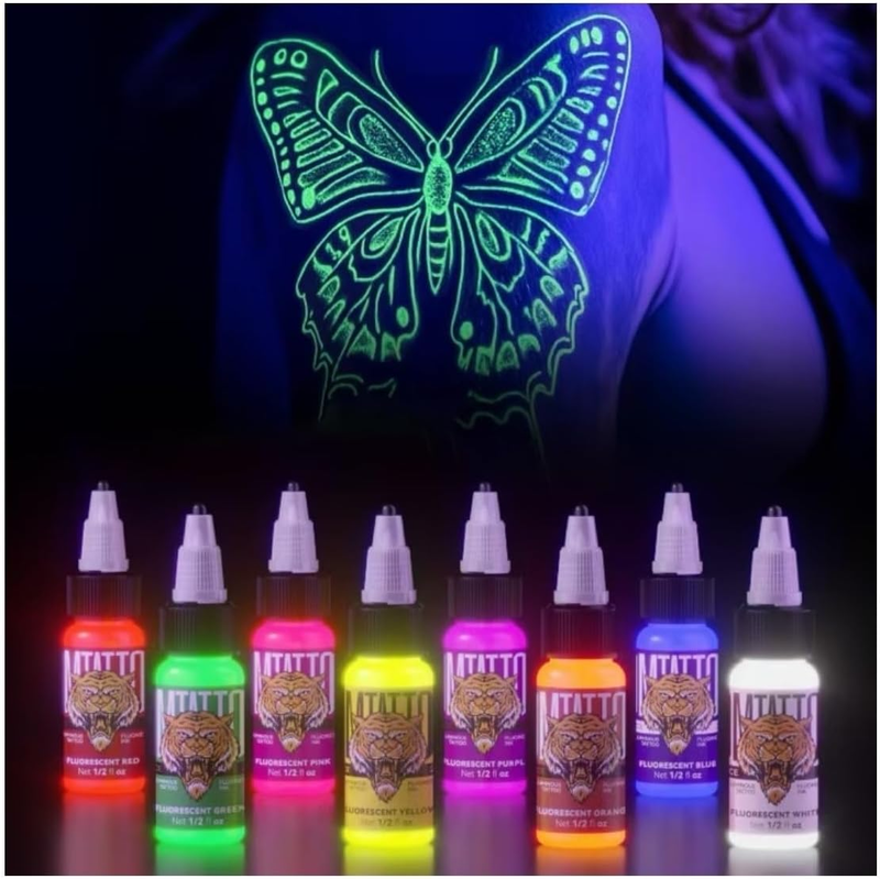 Fluorescent Tattoo Ink Set - Tattoo Inks Pigment Kit, 8 Color 1