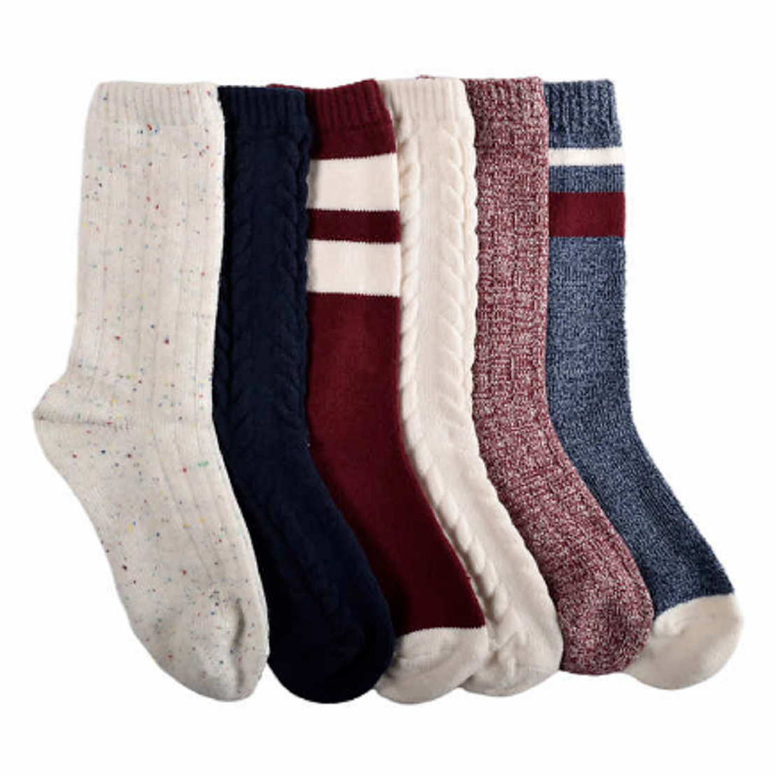 Lucky Brand 6 Pairs Ladies Super Soft Boot Socks, Multi Color, Size: 4-10