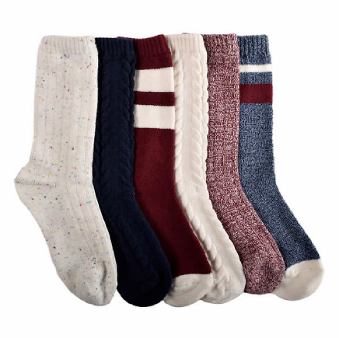 Lucky Brand 6 Pairs Ladies Super Soft Boot Socks, Multi Color