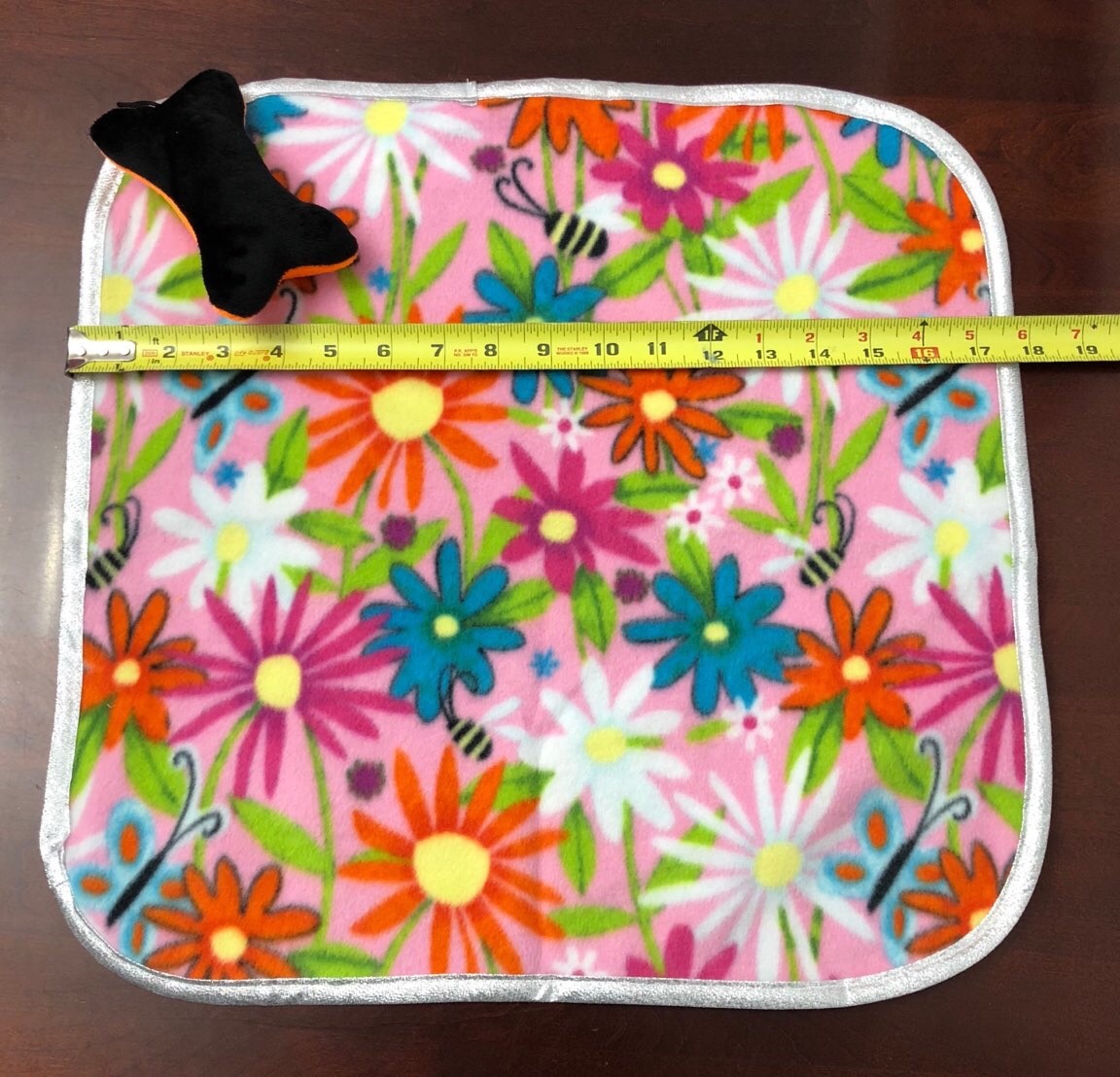 Pink Butterflies & Flowers Fleece Puppy Comfort Security Blanket with Dog Toy