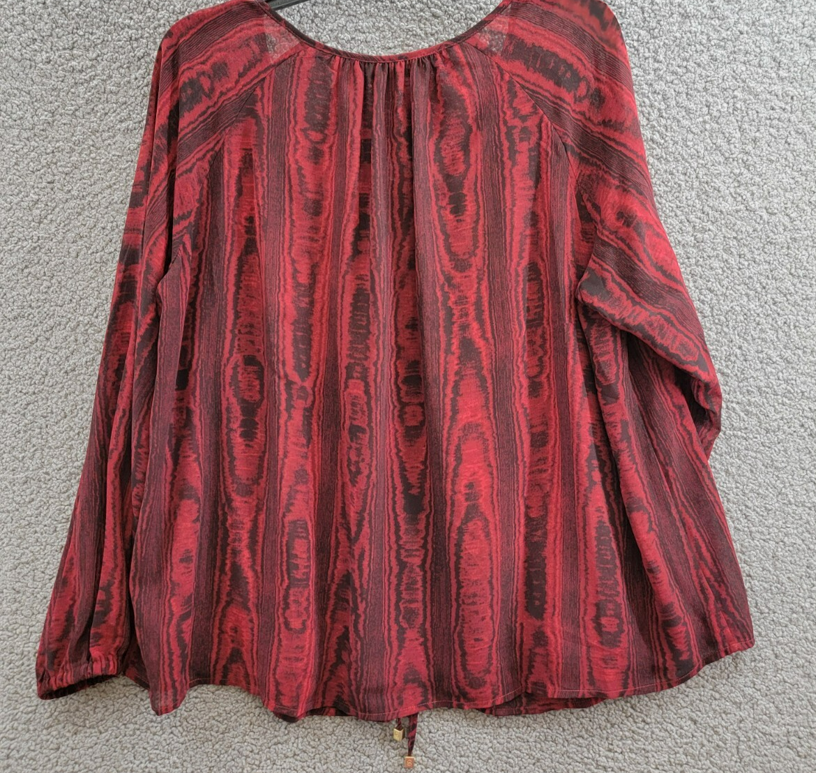 MICHAEL Michael Kors Tie-Neck Top Women's M Rhubarb Printed Long Sleeve Pullover - Picture 10 of 17