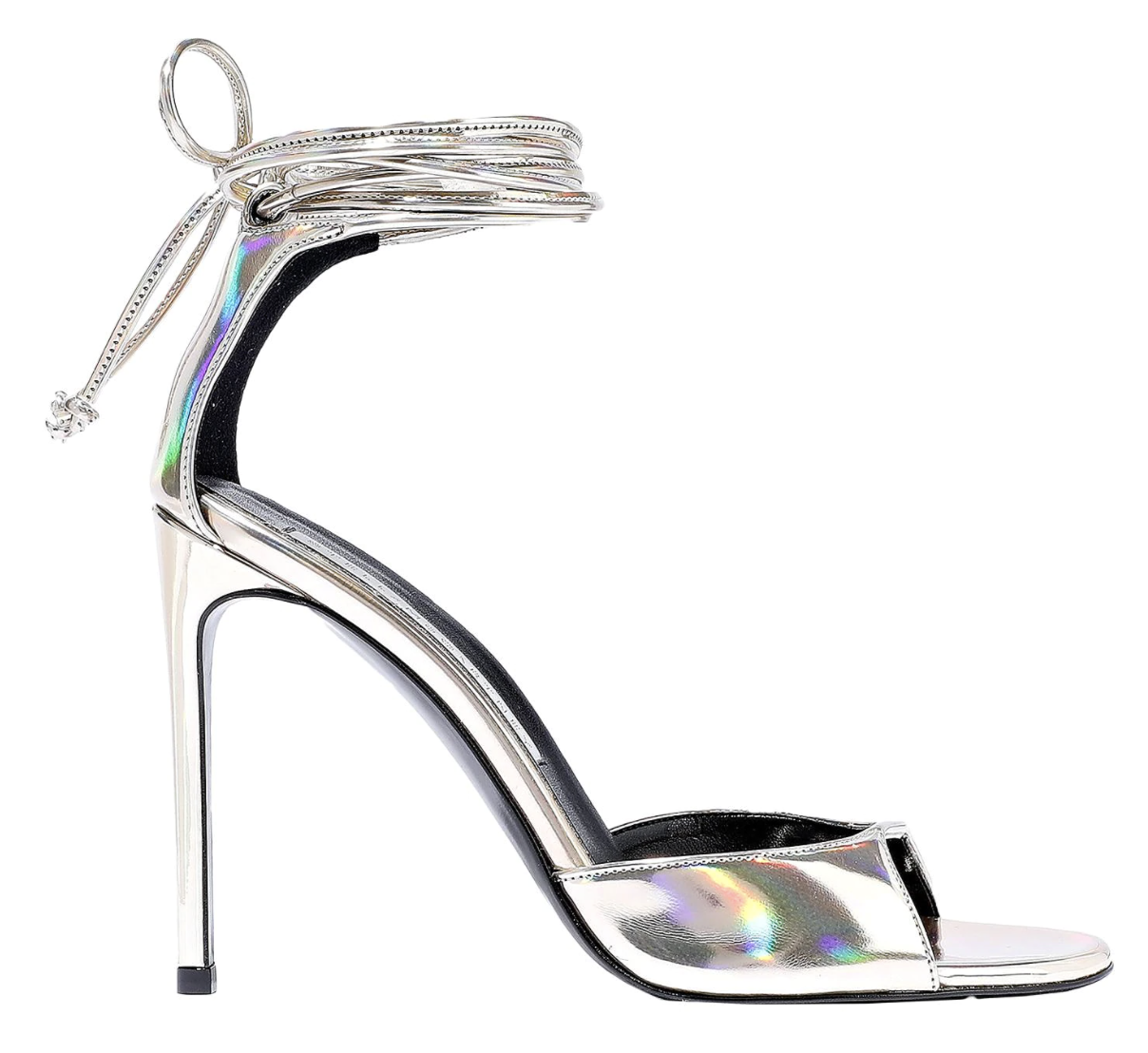 STELLA MCCARTNEY STELLA MCCARTNEY SILVER VEGAN FAUX ANKLE TIE HEELS SANDALS PUMPS SCHUHE SHOES 35