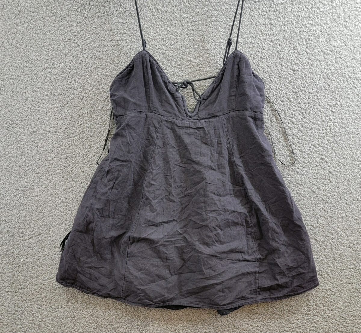 Free People Altura Mini Dress Women's L Black Sleeveless Linen Blend Back Zip - Picture 2 of 17