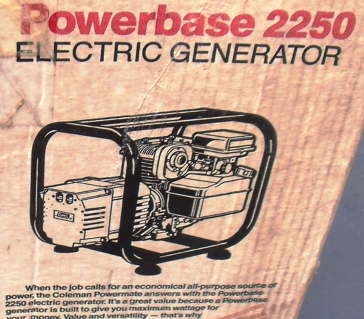 Coleman Powermate # PM54 - 2000 Electric Generator 2250 Watts 120 Volts 3600 RPM