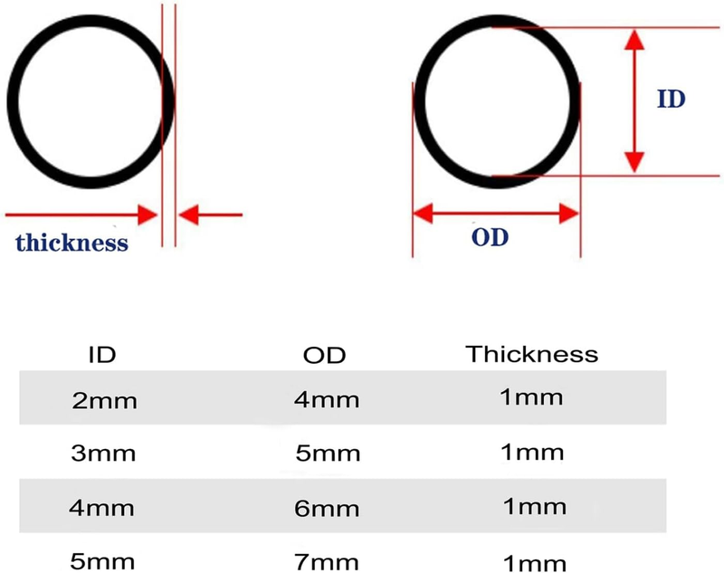 Clear Tubing Assortment, 2mm 3mm 4mm 5mm ID, 12 Meters Lengh In All, 1mm Thickne
